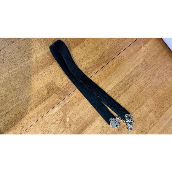 Brighton Vintage Hook Chain Black Leather Belt Size M Beautiful - Picture 2 of 8